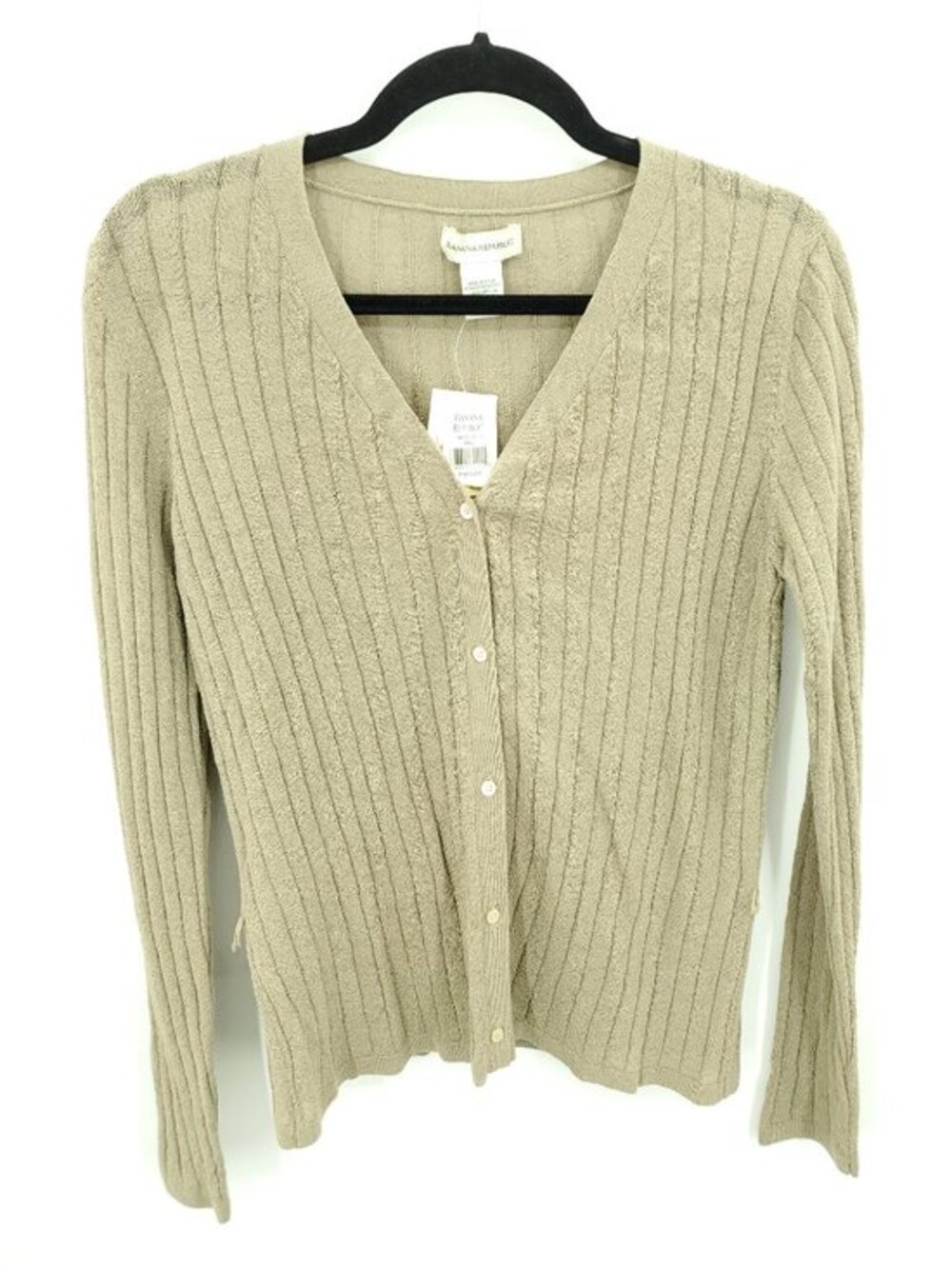 VTG 2001 Deadstock Banana Republic Ribbed Button Front Cardigan M Tan